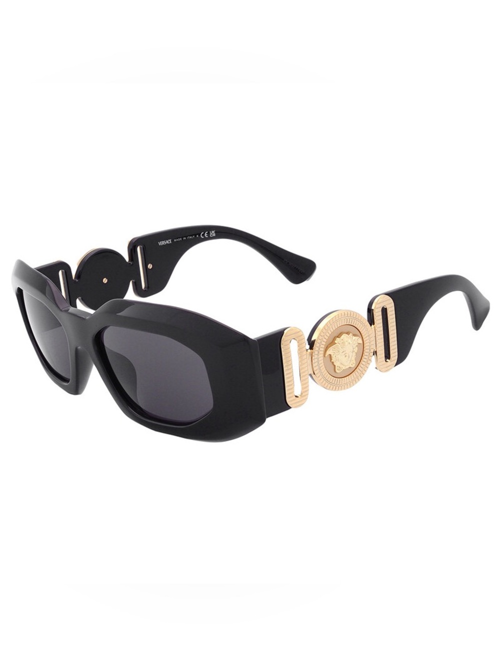 Versace Black Sunglasses with Gold Medusa Accent